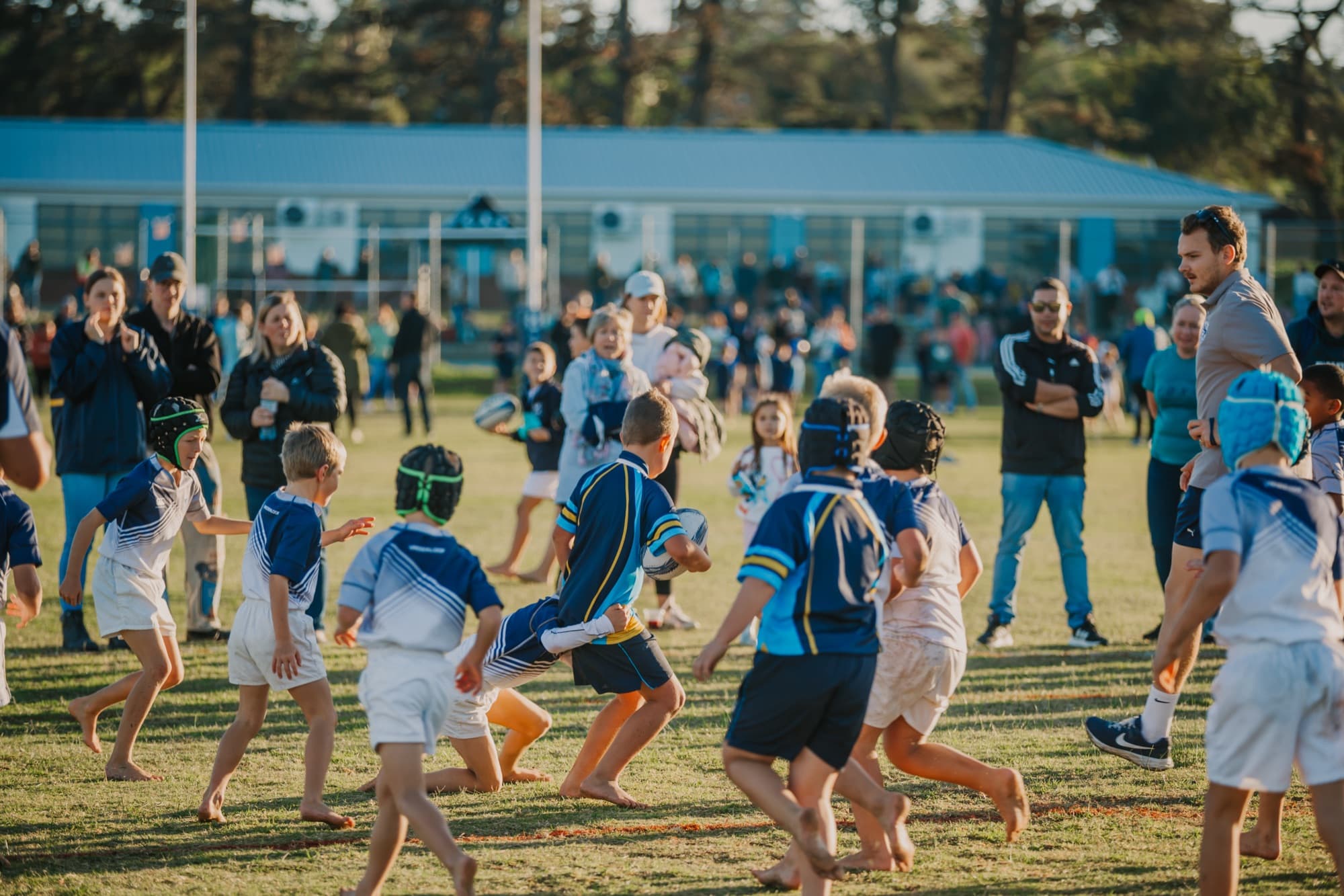 Rugbyspelers van Laerskool Totius in wedstrydaksie